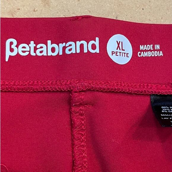 Betabrand Women's Size XL Petite Red Flare Pull On Knit Pants Casual Comfort - Picture 3 of 7